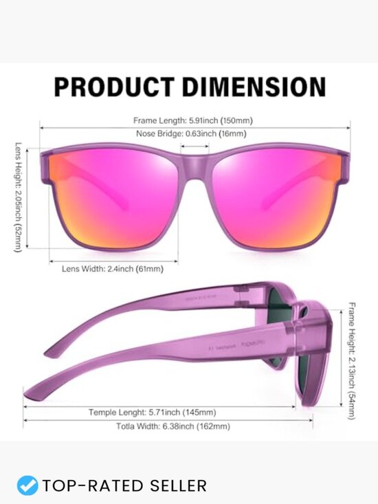 Oversized Square Polarized Fit Over Sunglasses UV400 TR90 Frame Unisex